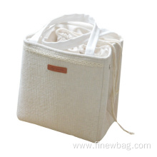 Portable Drawstring Insulated Jute Grocery Cooler Lunch Bag
